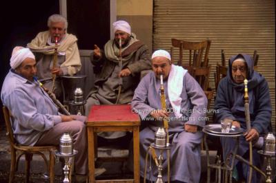 Men Relaxing in Cairo Egypt with Hooka Pipe